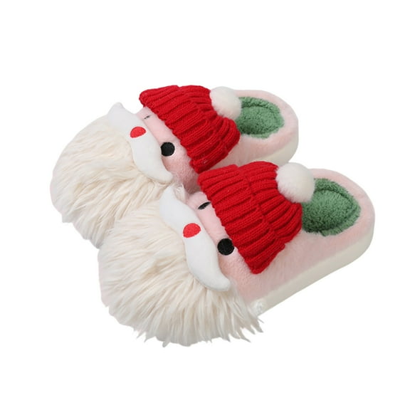 Taqqpue Slippers for Women Indoor Christmas Santa House Slippers Casual Print Winter Warm Cute Thick Sole Non-slip Slippers Secret Santa Gift