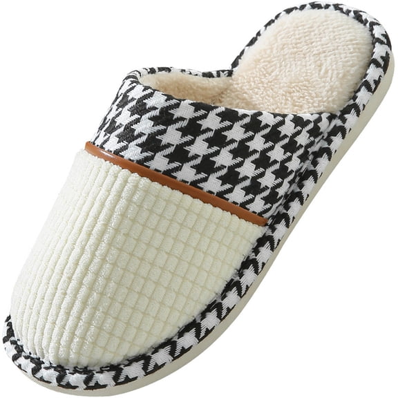 Taqqpue Slippers for Women Indoor Non Slip House Slippers Linen Sliding Shorts Casual Winter Fall Home Shoes