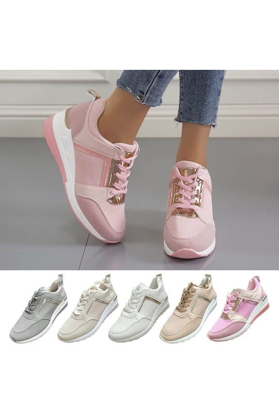Sneakers for Women Walking Shoes Oversized Thick Sole Sloping Heel Casual Lace Slipsole Mesh Women's Sports Shoes
