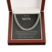 Taqqpue Son Gifts From Mom Dad - Bracelets for Boys Men,14K Single Round Close Chain Cuban Chain Men's Titanium Steel Necklace Bracelet Jewelry Birthday Gifts for Son Boys Men