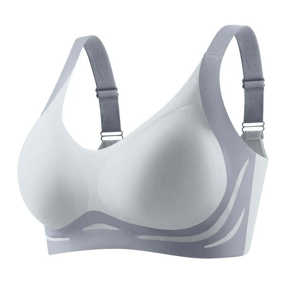 Taqqpue Sport Bras for Womens Solid Color Round Neck Underwire Bralette Basic Seamless Push Up Everyday Wireless Bra