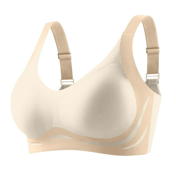 Taqqpue Sport Bras for Womens Solid Color Round Neck Underwire Bralette Basic Seamless Push Up Everyday Wireless Bra