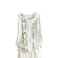 thumbnail image 1 of Taqqpue Summer Cotton Linen Tank Tops for Women Casual Solid Color Crew Neck Buttons Sleeveless Shirts Loose Fit Trendy Cute Floral Print Embroidered Blouse Tops, 1 of 3
