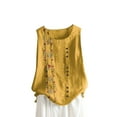 thumbnail image 1 of Taqqpue Summer Cotton Linen Tank Tops for Women Casual Solid Color Crew Neck Buttons Sleeveless Shirts Loose Fit Trendy Cute Floral Print Embroidered Blouse Tops, 1 of 3