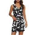 thumbnail image 1 of Taqqpue Summer Dresses for Women Casual Tropical Print V-Neck Sleeveless Bandage Sundresses Loose Drawstring Tank Dress Vacation Beach T Shirt Dresses, 1 of 7