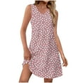 thumbnail image 1 of Taqqpue Summer Dresses for Women Floral Printed Loose Casual V Neck Sleeveless Sundresses Knee Length Vacation Beach Tank Dress Flowy Swing A Line Plus Size Midi Dresses, 1 of 7