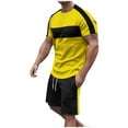 thumbnail image 1 of Taqqpue Summer Set for Men 2 Piece Outfits Plus Size Crew Neck Short Sleeve T-Shirts and Drawstring Shorts Casual Athletic Sets S-5XL, 1 of 7