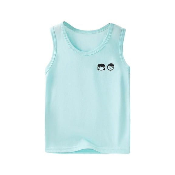 Taqqpue Summer Tank Tops for Kids Soft Cotton Round Neck Sleeveless Athletic Undershirt Print T-Shirts Casual Basic Cami Top 2-12 Years