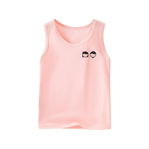 Taqqpue Summer Tank Tops for Kids Soft Cotton Round Neck Sleeveless Athletic Undershirt Print T-Shirts Casual Basic Cami Top 2-12 Years