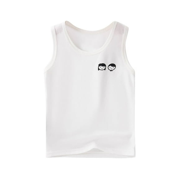 Taqqpue Summer Tank Tops for Kids Soft Cotton Round Neck Sleeveless Athletic Undershirt Print T-Shirts Casual Basic Cami Top 2-12 Years