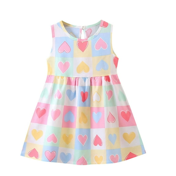 Taqqpue Summer Toddler Baby Girls Dresses Floral Sleeveless Smocked Mini Dress A Line Flowy Beach Sundress Casual Crewneck Swing Tank Dresses for Girls 1-11 Years