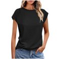 thumbnail image 1 of Taqqpue Summer Tops for Women Short Sleeve Crew Neck Casual T Shirts Solid Color Trendy Fashion Shirts Loose fit Beach Vacation Outfits, 1 of 6