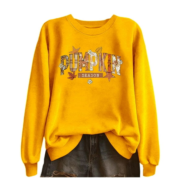 Taqqpue Sweatshirt for Women Fall Crewneck Pumpkin Pullovers Loose Fit Halloween Thanksgiving Oversize Long Sleeve Shirt Tops