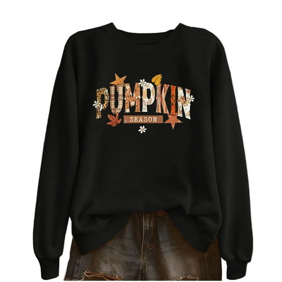 Taqqpue Sweatshirt for Women Fall Crewneck Pumpkin Pullovers Loose Fit Halloween Thanksgiving Oversize Long Sleeve Shirt Tops