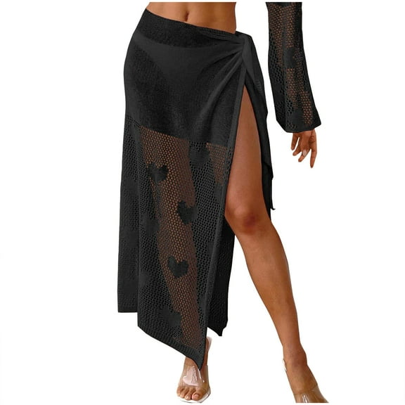 Taqqpue Swim Cover Ups for Women Hollow Out Wrap Tie Side Crochet Sarongs Cover Up Skirt Beach Bikini Swimwear