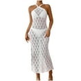 thumbnail image 1 of Taqqpue Swimsuit Coverup for Women Bathing Suit Crochet Beach Tank Dress Hollow Out Slit Bikini Cover Up Sleeveless Dresses, 1 of 7