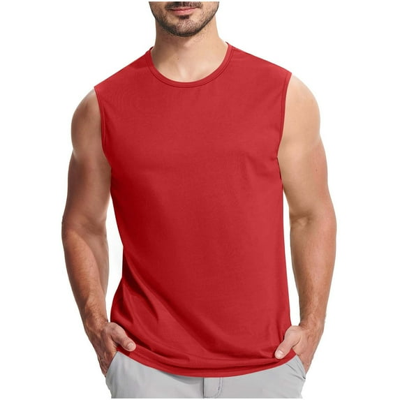 Taqqpue T Shirts for Men Sleeveless Crew Neck Casual Shirts Lightweight Soft Fit Classic Summer Solid Athletic Tee Tops S-4XL