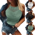 thumbnail image 1 of Taqqpue Tank Top for Women Loose Fit High Neck Sleeveless Halter Tops Casual Hollow Out Eyelet Summer Flowy Cami Shirts Blouse, 1 of 7