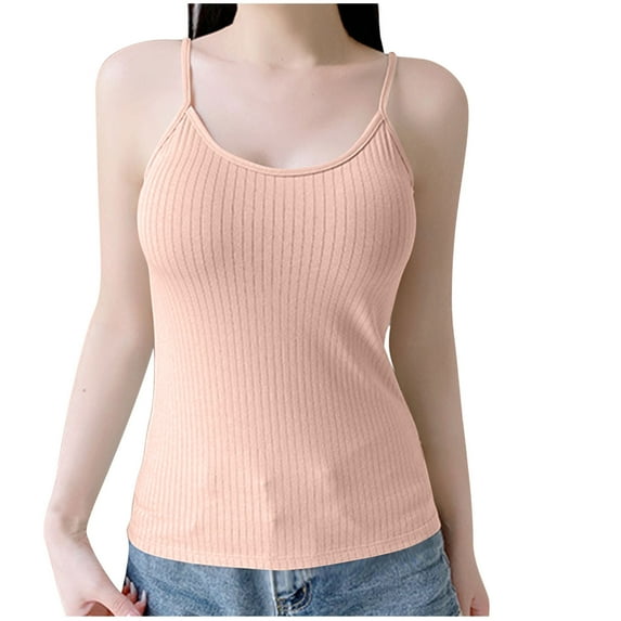 Taqqpue Tank Top for Women with Built in Bra,Women's Basic Sleeveless V Neck T Shirts Summer Solid Color Underwear for Women