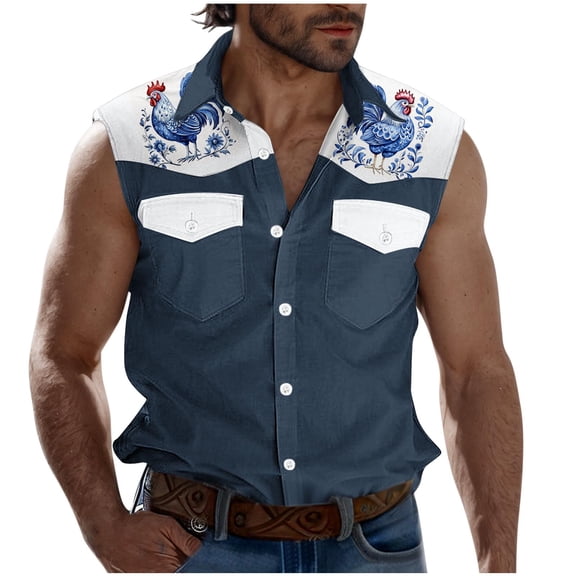 Taqqpue Tank Tops for Mens Casual Button Down Sleeveless Shirts Vests Summer Loose Fit Beach Vacation T Shirts with Pockets