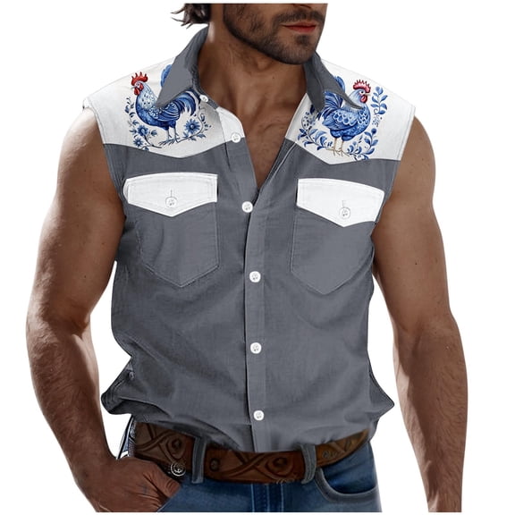 Taqqpue Tank Tops for Mens Casual Button Down Sleeveless Shirts Vests Summer Loose Fit Beach Vacation T Shirts with Pockets