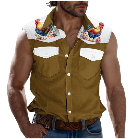 Taqqpue Tank Tops for Mens Casual Sleeveless Button Down Shirts Vests Summer Loose Fit Beach Vacation T Shirts with Pockets