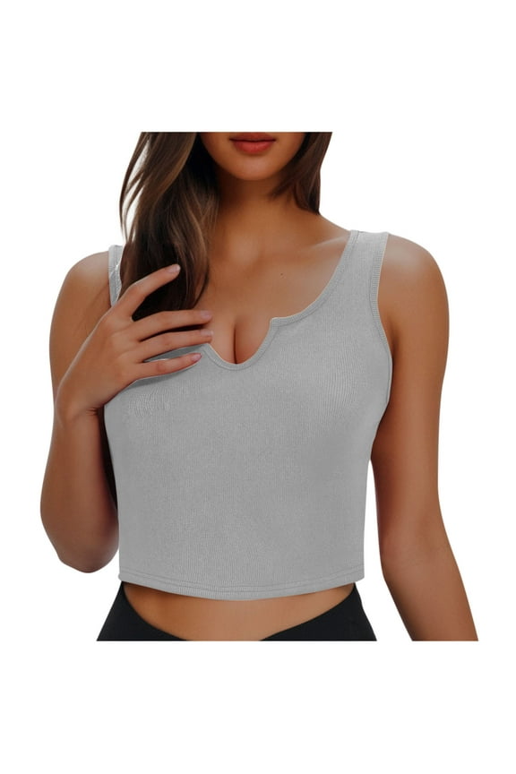 Tank Tops for Women Crop Sleeveless V Neck Ribbed Sim Fitted Top Y2K Trendy Sexy Camisole Summer Going Out Tops