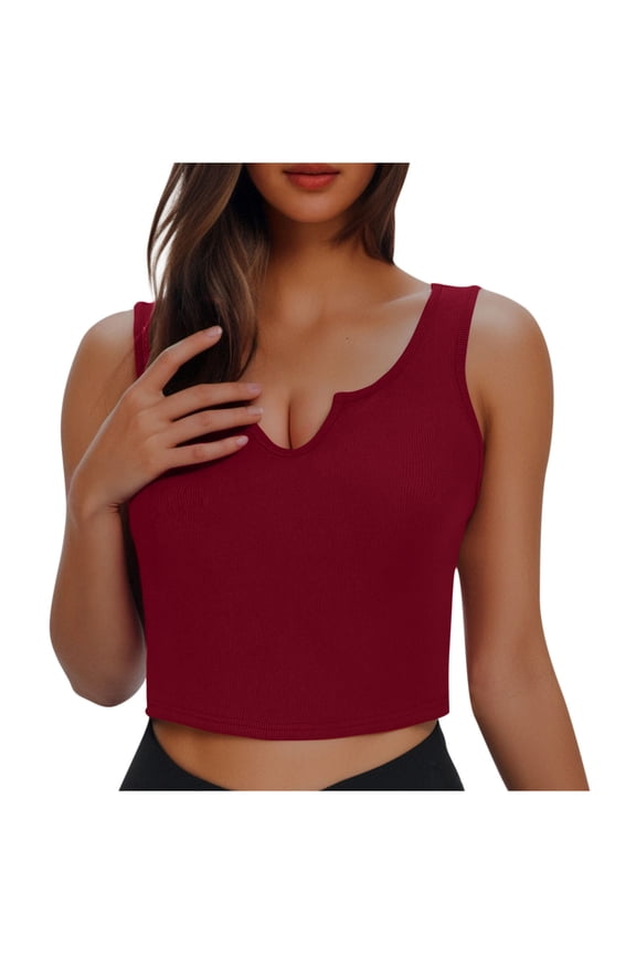 Tank Tops for Women Crop Sleeveless V Neck Ribbed Sim Fitted Top Y2K Trendy Sexy Camisole Summer Going Out Tops