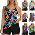 thumbnail image 1 of Taqqpue Tankini Swimsuits for Women Tummy Control Two Piece Bathing Suits Plus Size Flowy Floral Print Swim Tops with Drawstring Boy Shorts, 1 of 8