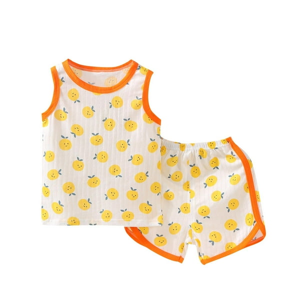 Taqqpue Toddler Baby 2 Piece Outfits Kids Printed Crew Neck Tank Top and Sports Short Casual Loose Fit Summer Clothing Sets for Boys Girls 6M-6T Years