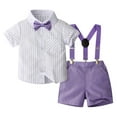 thumbnail image 1 of Taqqpue Toddler Baby Boy Outfits Boys Suits 2-Pack Sets Gentleman Short Sleeve Button Shirts+Bowtie+Suspender Shorts Formal Clothes (12M-6T), 1 of 9