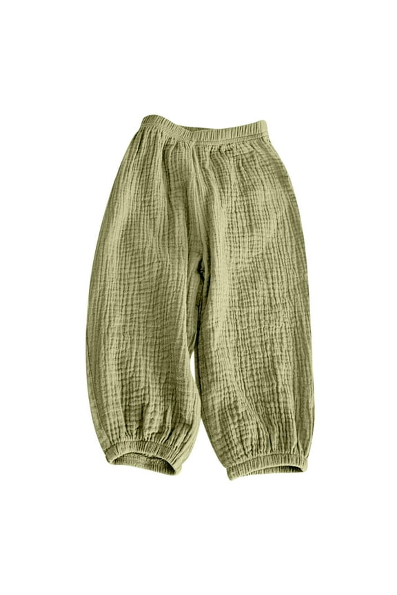 Toddler Baby Boys Girls Casual Pants Loose Basic Plain Soft Pants Kids Summer Fall Comfy Cotton Linen Long Bloomers Harem Pants Size 2-8T