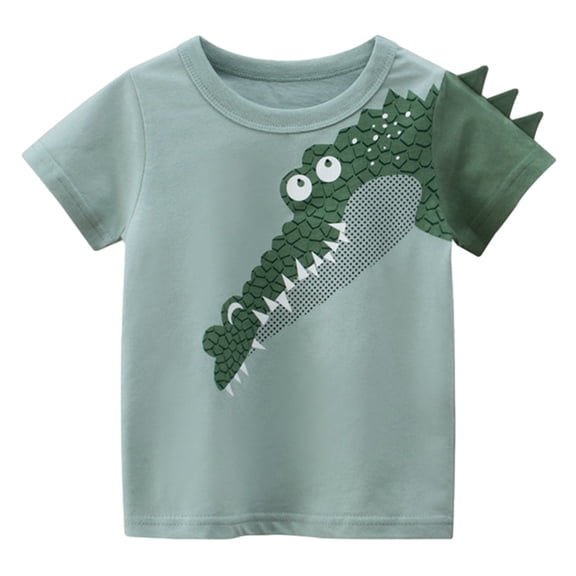 Taqqpue Toddler Baby Boys T-Shirt Kids Cotton Short Sleeve Shirts Summer Cute Cartoon Graphic Casual Tees Daily Playwear Tops for 1-10 Years