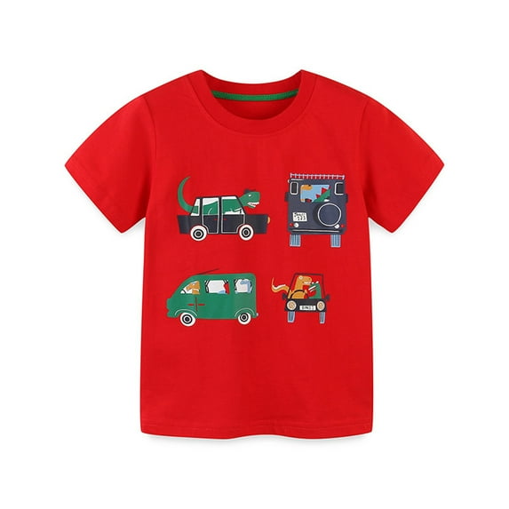 Taqqpue Toddler Baby Boys T-Shirt Kids Cotton Short Sleeve Shirts Summer Cute Cartoon Print Casual Tees Daily Playwear Tops 1-7Y