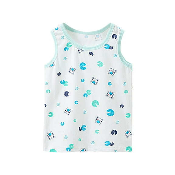 Taqqpue Toddler Baby Boys Tank Tops Kids 100% Cotton Cute Cartoon Print Sleeveless Vest Summer Sports Tees Unisex T-Shirt Fashion Daily Playwear Tshirt Tops 3-13Y