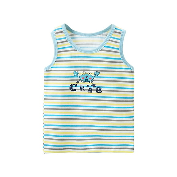 Taqqpue Toddler Baby Boys Tank Tops Kids 100% Cotton Cute Cartoon Print Sleeveless Vest Summer Sports Tees Unisex T-Shirt Fashion Daily Playwear Tshirt Tops 3-13Y