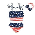 thumbnail image 1 of Taqqpue Toddler Baby Girl Swimsuits American Flag Print Infant Baby Girl 3 Pcs Bathing Suit Bikini Sets Swimwear Summer Beach Outfit Crop Top Shorts 4th of July Baby Girl Outfits 0- 18 Months, 1 of 1