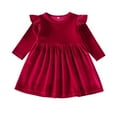 thumbnail image 1 of Taqqpue Toddler Baby Girls Velvet Long Sleeve Dress Ruffle Princess Fall Dress Kids Christmas Birthday Party Wedding Dresses Casual Fall Winter Clothes Size 9M-5T, 1 of 4