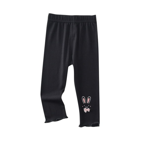 Taqqpue Toddler Baby Summer Pants Girl High Waisted Capri Leggings 3/4 Pants Casual Solid Color Under Dress Dance Pants for Kids 1-6Y