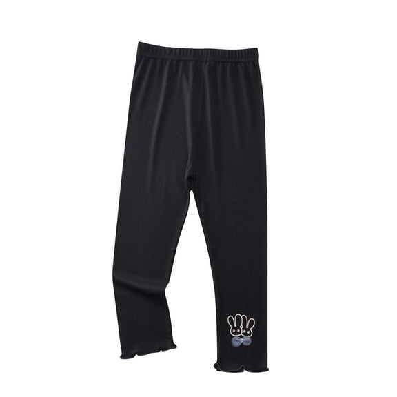 Taqqpue Toddler Baby Summer Pants Girl High Waisted Capri Leggings 3/4 Pants Casual Solid Color Under Dress Dance Pants for Kids 2-8Y