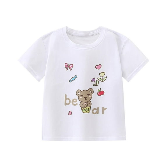 Taqqpue Toddler Girl's T Shirts Summer Crew Neck Short Sleeve Shirts Kids 100% Cotton Cute Graphic Printed Daily Casual Tee Tops 2-10Y