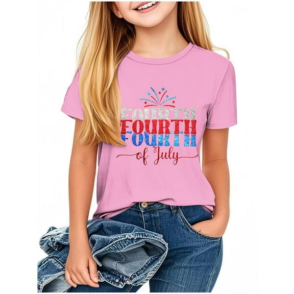 Taqqpue Toddler Kids American Flag Shirt 4th of July T Shirt Casual Cotton Short Sleeve Patriotic Tees for Girls Boys 2-13 Years