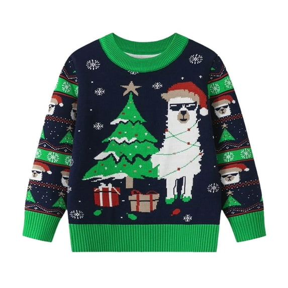 Taqqpue Ugly Christmas Sweater for Boys Girls, Funny Crewneck Knitted Sweatshirt Holiday Pullover Tops Xmas Clothes for Kids 3-8 Years