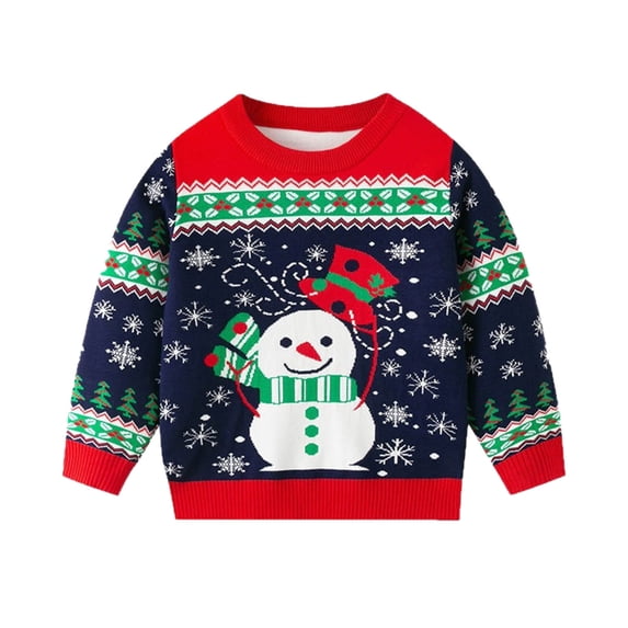Taqqpue Ugly Christmas Sweater for Boys Girls, Funny Crewneck Knitted Sweatshirt Holiday Pullover Tops Xmas Clothes for Kids 3-8 Years