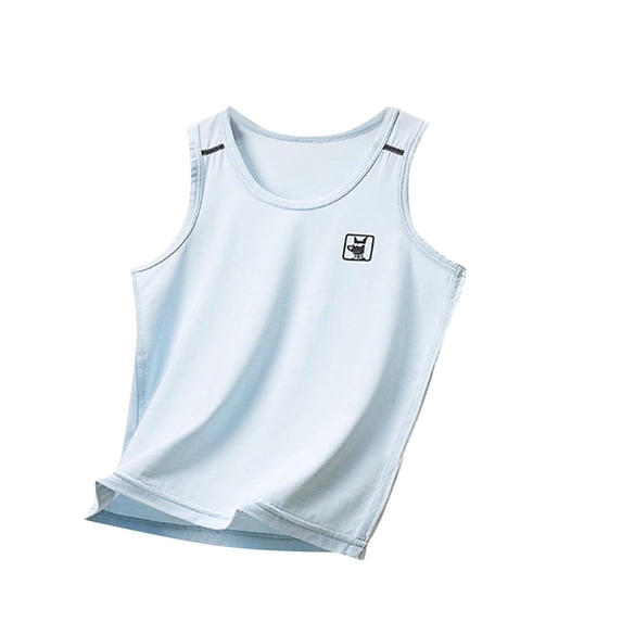 Taqqpue Unisex Boys Girls Summer Tank Tops Soft Cotton Round Neck Sleeveless Athletic Undershirt Print T-Shirts Casual Basic Solid Cami Top for Kids 3-14 Years