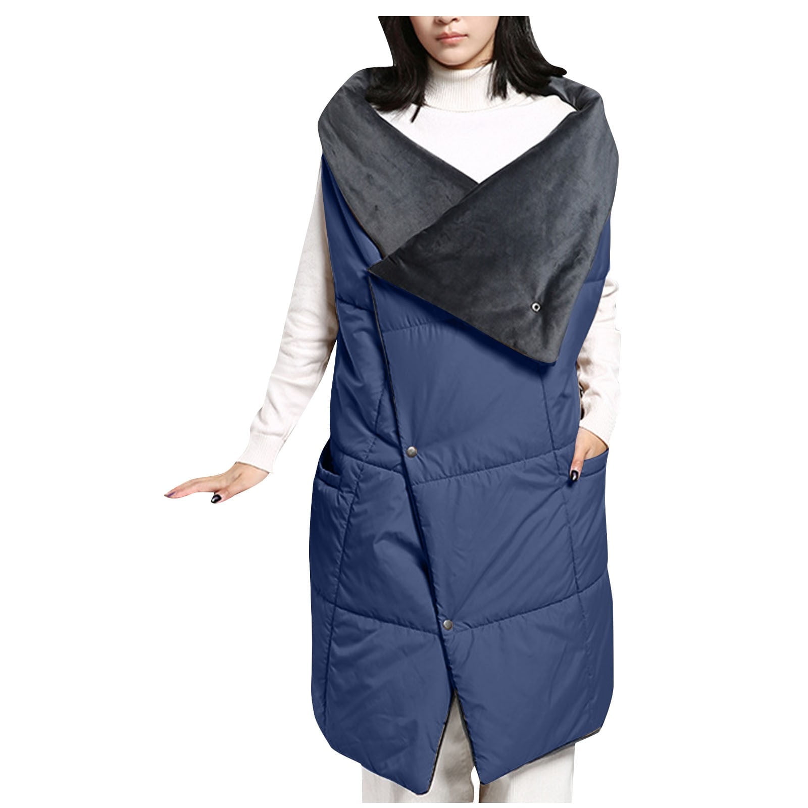 Taqqpue Wearable Heated Blanket Heating Shawl Portable Wireless Cordless Heated Blankets for Outdoors Wearing Cover Dual-purpose Cotton-padded Heating Shawl Warm-up Household Thermal Clothing