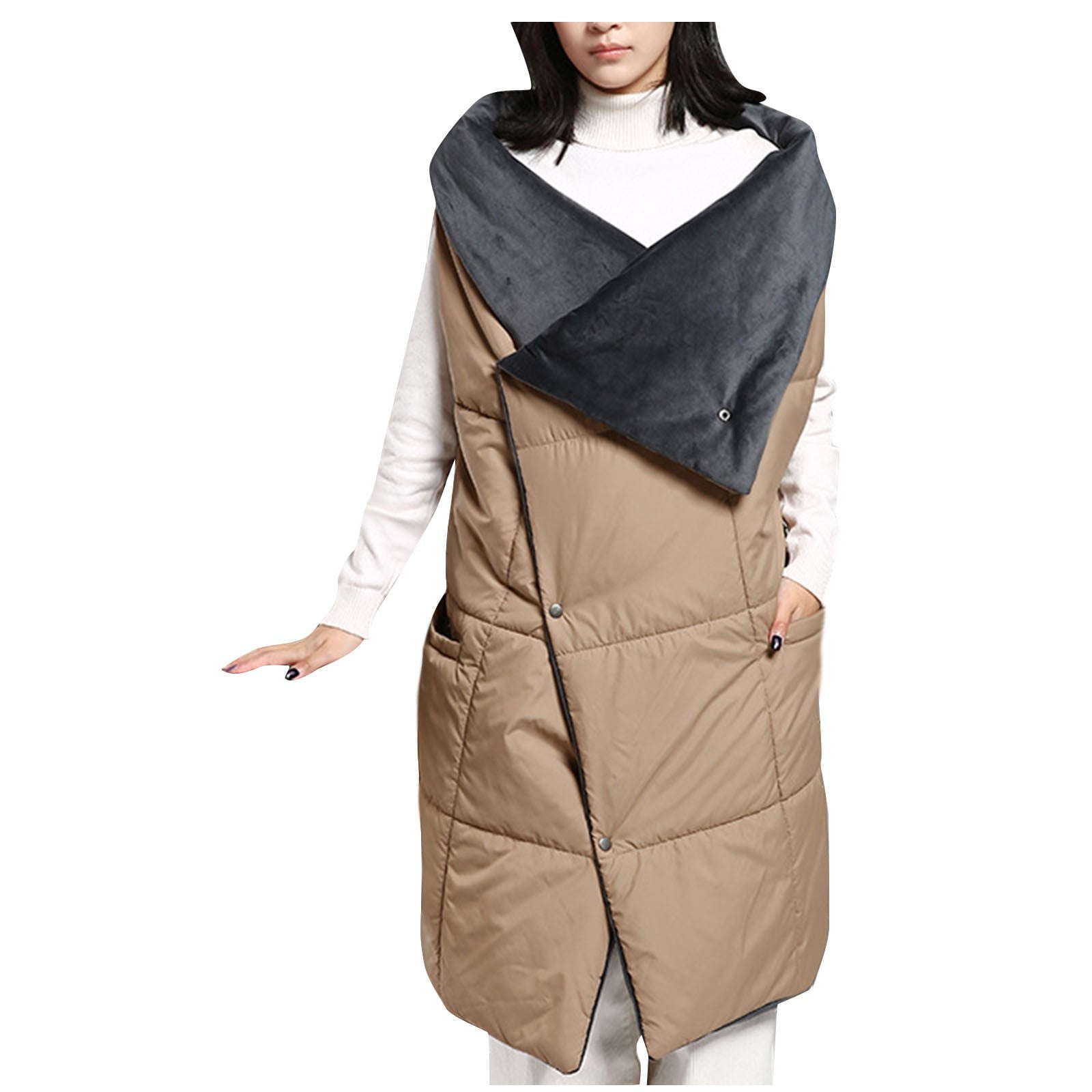 Taqqpue Wearable Heated Blanket Heating Shawl Portable Wireless Cordless Heated Blankets for Outdoors Wearing Cover Dual-purpose Cotton-padded Heating Shawl Warm-up Household Thermal Clothing
