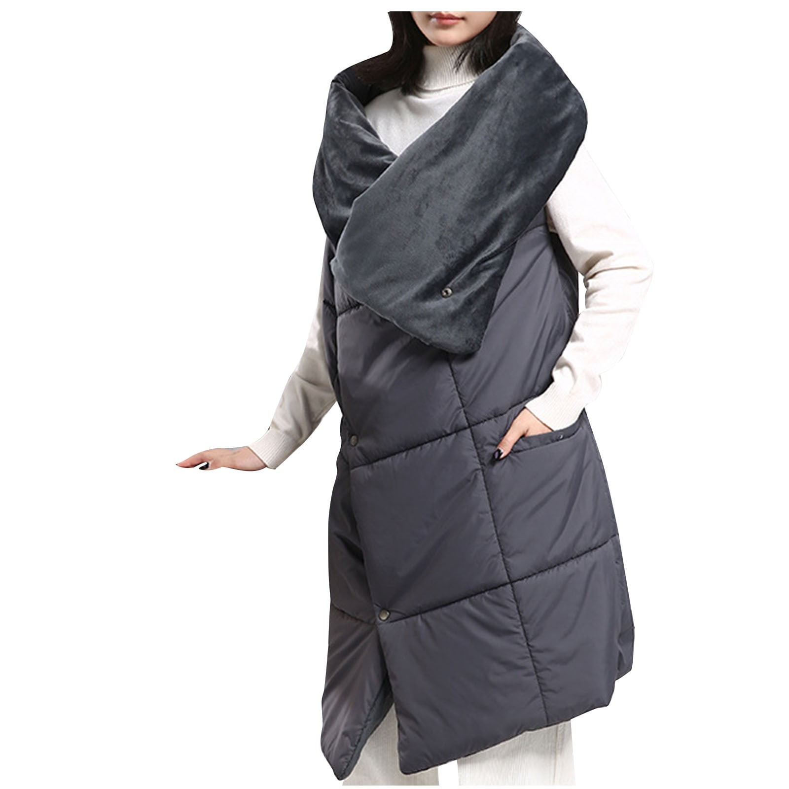 Taqqpue Wearable Heated Blanket Heating Shawl Portable Wireless Cordless Heated Blankets for Outdoors Wearing Cover Dual-purpose Cotton-padded Heating Shawl Warm-up Household Thermal Clothing