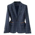 thumbnail image 1 of Taqqpue Women Blazer Casual Plaid Long Sleeve V Neck Button Front Blazer Coat Elegant Work Office Suit Jackets for Women with Pockets, 1 of 2