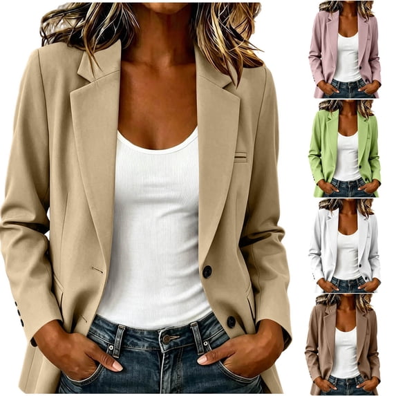 Taqqpue Women Blazer Solid Color Button Down V Neck Blouse Tops Looe Fit Dressy Plus Size Suit Jacket Coat for Women